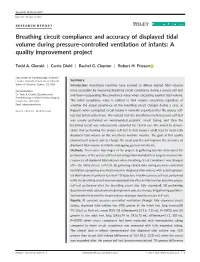 Breathing Circuit Compliance and Accuracy of Displayed Tidal Volume During Pressure-Controlled Ventilation of Infants: a Quality Improvement Project