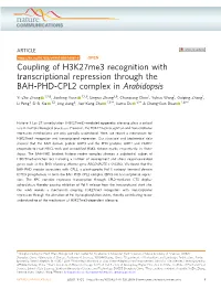 Coupling of H3k27me3 Recognition with Transcriptional Repression Through the BAH-PHD-CPL2 Complex in Arabidopsis