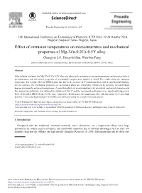Effect of Extrusion Temperatures on Microstructures and Mechanical Properties of Mg-3Zn-0.2Ca-0.5Y Alloy Cheng-Jie Li*, Hong-Fei Sun, Wen-Bin Fang