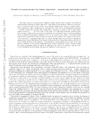 Growth of Nanostructures by Cluster Deposition: a Review