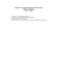 Statutory Accounting Principles (E) Working Group Materials