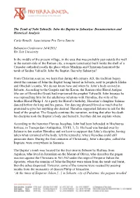 The Tomb of Nabi Yahia/St. John the Baptist in Sabastiya: Documentation and Historical Analysis