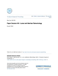 Paper Session II-B - Lunar and Martian Paleontology