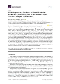 RNA-Sequencing Analyses of Small Bacterial Rnas and Their Emergence As Virulence Factors in Host-Pathogen Interactions