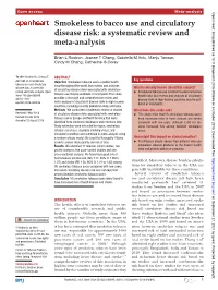 Smokeless Tobacco Use and Circulatory Disease Risk: a Systematic Review and Meta-Analysis