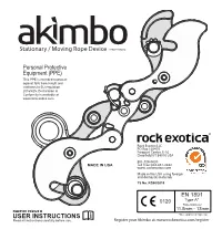 Stationary / Moving Rope Device USER INSTRUCTIONS
