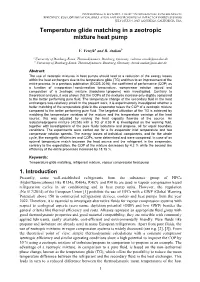 Temperature Glide Matching in a Zeotropic Mixture Heat Pump