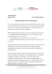 Another Bumper Year for Mathematics