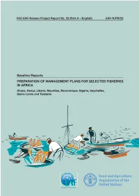 Baseline Reports PREPARATION of MANAGEMENT PLANS FOR