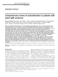 Comprehensive Review of Autoantibodies in Patients with Hyper-Igm Syndrome