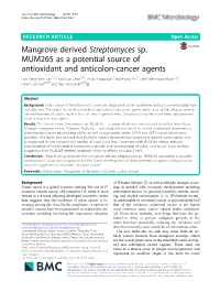 Mangrove Derived Streptomyces Sp. MUM265 As a Potential Source Of