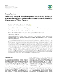 Research Article Integrating Bacterial Identification and Susceptibility