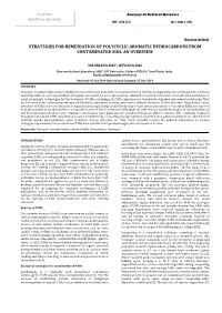 Strategies for Remediation of Polycyclic Aromatic Hydrocarbons from Contaminated Soil-An Overview