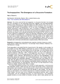 Technopopulism: the Emergence of a Discursive Formation