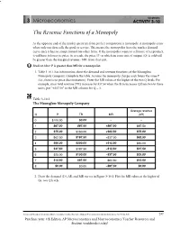 The Revenue Functions of a Monopoly