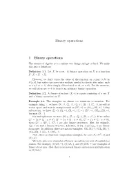 Binary Operations