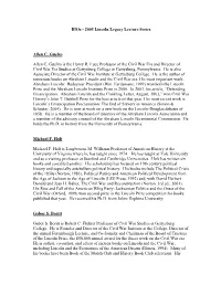 Bios for 2005 Lincoln Legacy Lecture Series Presenters