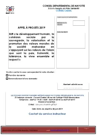 Cachet Du Service Instructeur APPEL À PROJETS 2019