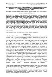 Effect of Fluoride in Drinking Water On