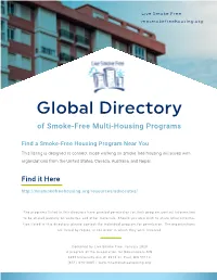 Global Directory of Smoke Free Housing Programs