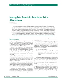 Intangible Assets in Purchase Price Allocations Brian Holloway