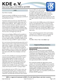 KDE E.V. Quarterly Report 2008Q1/Q2