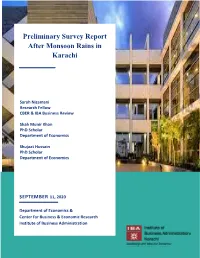 Preliminary Survey Report After Monsoon Rains in Karachi