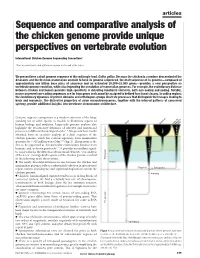 Sequence and Comparative Analysis of the Chicken Genome Provide Unique Perspectives on Vertebrate Evolution