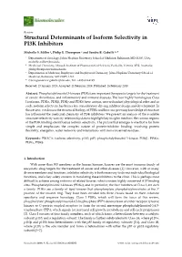 Structural Determinants of Isoform Selectivity in PI3K Inhibitors