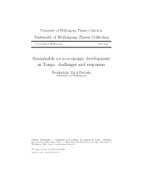 Sustainable Socio-Economic Development in Tonga: Challenges and Responses