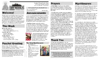 This Week Announcements Prayers Myrrhbearers Paschal Greeting