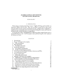 Algebra Ii: Rings and Modules. Lecture Notes, Hilary 2016