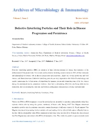 Defective Interfering Particles and Their Role in Disease Progression and Persistence