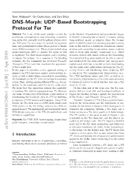 DNS-Morph: UDP-Based Bootstrapping Protocol for Tor