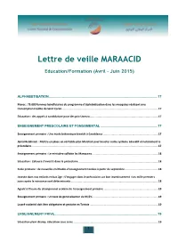 Education/Formation (Avril - Juin 2015)