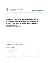 Evaluation of a Brief Neurometric Battery for the Detection Of