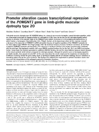 Promoter Alteration Causes Transcriptional Repression of the POMGNT1 Gene in Limb-Girdle Muscular Dystrophy Type 2O