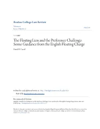 The Floating Lien and the Preference Challenge: Some Guidance from the English Floating Charge, 8 B.C.L
