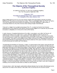 The Objects of the Theosophical Society No