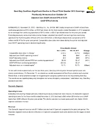 Best Buy Confirms Significant Decline in Fiscal Third Quarter 2013