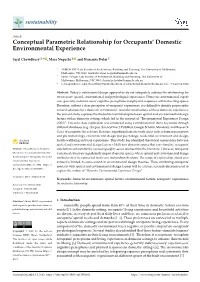 Conceptual Parametric Relationship for Occupants' Domestic