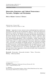 Dissociative Experience and Cultural Neuroscience: Narrative, Metaphor and Mechanism