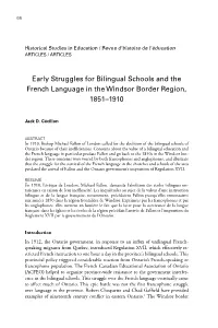 Early Struggles for Bilingual Schools and the French Language in the Windsor Border Region, 1851–1910