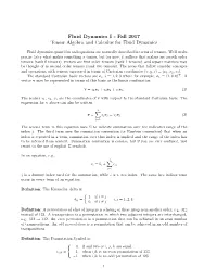 Fluid Dynamics I - Fall 2017 Tensor Algebra and Calculus for Fluid Dynamics