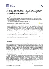 Method to Increase the Accuracy of Large Crankshaft Geometry Measurements Using Counterweights to Minimize Elastic Deformations