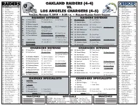 OAKLAND RAIDERS (4-4) NO NAME POS NO NAME POS 4 Derek Carr