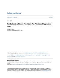 Retribution in a Modern Penal Law: the Principle of Aggravated Harm