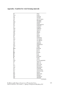 Appendix: Symbols for Rock Forming Minerals
