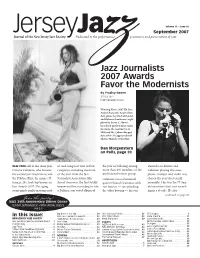 Jazz Journalists 2007 Awards Favor the Modernists by Fradley Garner Jersey Jazz International Editor