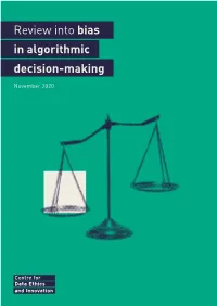 Review Into Bias in Algorithmic Decision-Making